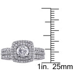 The Dazzling White Gold Bridal Ring Set by Yaffie Signature Collection with 1 1/2ct TDW Diamond Halo.