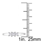 Yaffie Princess Cut Diamond Engagement Ring - White Gold with 1/4ct TDW and Three-Stone Design from the Signature Collection