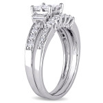 Yaffie Princess-Cut Diamond Bridal Ring Set from Signature Collection in White Gold with 1ct TDW