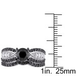 Yaffie™ Signature Collection: Black and White Diamond Bridal Ring Set with 2ct TDW in White Gold - Handcrafted to Perfection