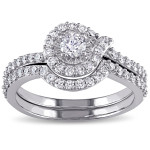 Yaffie Swirled Promise Bridal Ring Set with 3/4ct TDW White Gold Diamonds