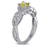 Yaffie Signature White Gold Ring with White and Yellow Diamonds Totaling 3/4 Carat