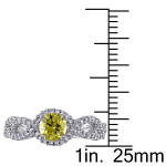 Yaffie Signature White Gold Ring with White and Yellow Diamonds Totaling 3/4 Carat