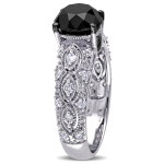 Yaffie Custom Vintage White Gold Engagement Ring with 3ct TDW Black & White Diamonds - The Signature Collection