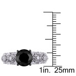 Yaffie Custom Vintage White Gold Engagement Ring with 3ct TDW Black & White Diamonds - The Signature Collection