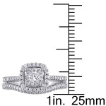 Yaffie White Gold Diamond Halo Bridal Ring Set, featuring the Signature Collection with 5/8ct TDW of glimmering diamonds.