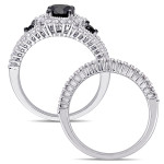 Yaffie™ Custom Black and White Diamond Bridal Set - Split Shank Design in Signature White Gold and Black Rhodium Finish, adorned with 2ct TDW.