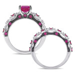 Introducing the Yaffie Signature Bridal Set: White Gold, Created Ruby, and Diamond Sparkle
