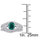 Yaffie Signature White Gold Bridal Set with Created White Emerald and 1/3ct TDW Diamond Split Shank