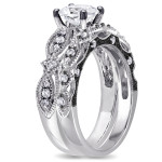 Yaffie Signature Bridal Ring: White Gold, Sparkling Sapphire, and Dazzling Diamonds