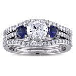 Yaffie Diamond, White and Blue Sapphire Signature Collection in White Gold