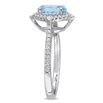 Yaffie White Gold Engagement Ring with Sky-Blue Topaz, White Sapphire, and 1/4ct TDW Diamond