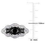 Yaffie ™ Custom 3-Stone Engagement Ring: 1 3/4ct TDW Black & White Diamonds in Signature White Gold & Black Rhodium Setting