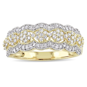 Signature Collection Gold 1/2ct TDW Diamond Milgrain Detail Anniversary Ring - Custom Made By Yaffie™