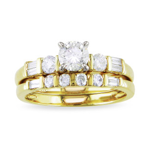 Gold Bridal Ring Set with 1ct TDW Diamonds from Yaffie Signature Collection