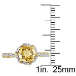 Yaffie Gold Citrine Flower Halo Engagement Ring with Diamond Sparkle