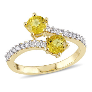 Gold Yellow Sapphire & 1/5ct TDW Diamond Bypass Ring from Yaffie Signature Collection