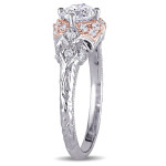 White and Rose Gold Vintage Engagement Ring with 1ct TDW Diamonds from the Yaffie Signature Collection