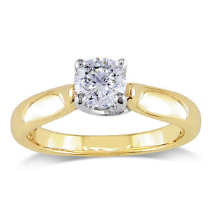 Yaffie White and Gold Diamond Engagement Ring: Certified with 1/2ct TDW
