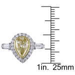 Yaffie Signature Collection: White and Gold 2-Tone Ring with 2ct TDW Pear-Cut Yellow Diamond - Perfect for Engagement!