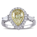 Engage in Elegance with Yaffie White and Gold 2ct TDW Pear-cut Yellow Diamond Ring from the Signature Collection.