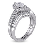 Yaffie Signature Collection: 1.5ct Marquise Diamond Halo Bridal Set in Gold
