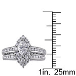 Yaffie Signature Collection: 1.5ct Marquise Diamond Halo Bridal Set in Gold