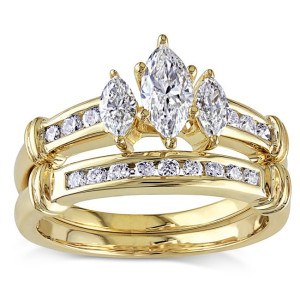Golden Love: Yaffie Signature Collection 1ct TDW Certified Diamond Bridal Ring Set
