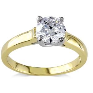 Experience Elegance: Yaffie Gold 1ct TDW Certified Diamond Solitaire Ring