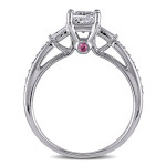 Golden Promise Ring with 1ct TDW Diamond and Pink Sapphires by Yaffie Signature Collection