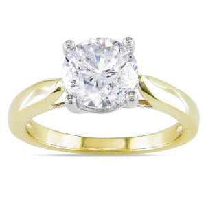 Certified 2ct TDW Round Diamond Ring from Yaffie Signature Collection in Glittering Gold