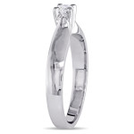 Yaffie Signature Polished White Gold Solitaire Ring with 1/6ct Diagonal Diamonds