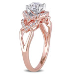 Engage with Elegance: Yaffie Signature Rose Gold Heart Diamond Ring with 1 1/5 ct TDW Certification.