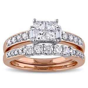Rose Gold Bridal Set with 1ct TDW Diamond from the Yaffie Signature Collection