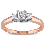 Rose Gold 1ct TDW Diamond Three Stone Ring from Yaffie Signature Collection