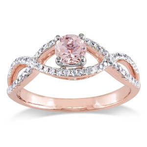 Yaffie Signature Rose Gold Morganite & 1/4ct TDW Diamond Infinity Engagement Ring