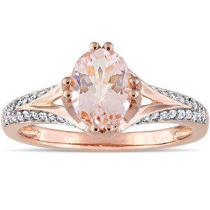 Sparkling Rose Gold Morganite & Diamond Split Shank Engagement Ring from Yaffie Signature Collection