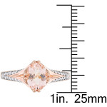 Sparkling Yaffie Morganite Split Shank Ring with Diamond Accents in Rose Gold