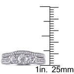 Yaffie Signature White Gold Diamond Bridal Set with 3 Stones (1 1/10ct TDW)