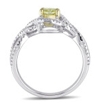 Yaffie White Gold Crossover Engagement Ring with Oval-Cut Yellow and White Diamonds, 1 1/10ct TDW, from the Signature Collection.