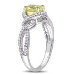 Yaffie White Gold Crossover Engagement Ring with Oval-Cut Yellow and White Diamonds, 1 1/10ct TDW, from the Signature Collection.