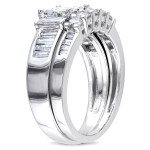 Yaffie Whimsical Collection: White Gold Princess Cut Diamond Bridal Set with 1 1/2ct Total Diamond Weight