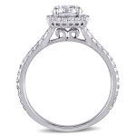 Yaffie 1 1/2ct TDW Diamond Halo Engagement Ring from the Signature Collection in White Gold