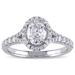 Yaffie White Gold Diamond Oval Halo Engagement Ring from the Signature Collection with 1 1/2ct TDW