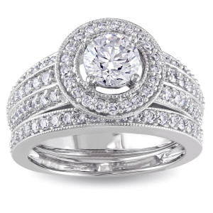 Yaffie Signature Collection Bridal Set with a 1 1/2ct TDW Genuine Diamond, IGL Certified and in White Gold