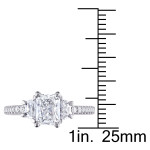 White Gold Radiant-Cut Diamond 3-Stone Engagement Ring from Yaffie Signature Collection, 1 1/2ct TDW