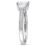 Yaffie Signature Collection: White Gold Emerald & Trapezoid-Cut Diamond Ring, 1 1/3ct TDW