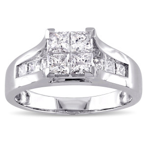 Yaffie Signature Quad Princess-cut Diamond Engagement Ring shines in White Gold with 1 1/3ct TDW.