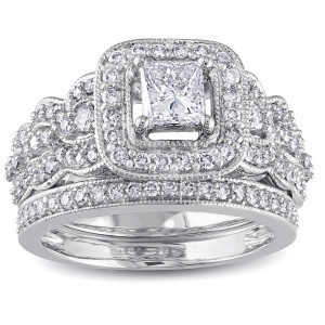 Certified Diamond Bridal Ring Set - Yaffie Signature Collection in White Gold with 1 1/4ct TDW