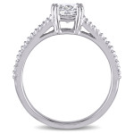 Yaffie Signature Collection: 1 1/4ct TDW Split Shank Diamond Engagement Ring in White Gold with Cushion and Round-Cut Sparklers!
